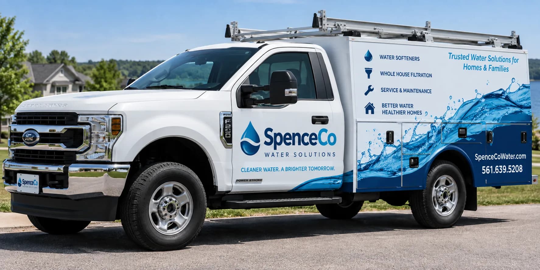 SpenceCo Water Solutions branded service truck illustration.